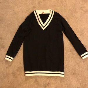 Black v neck sweater dress